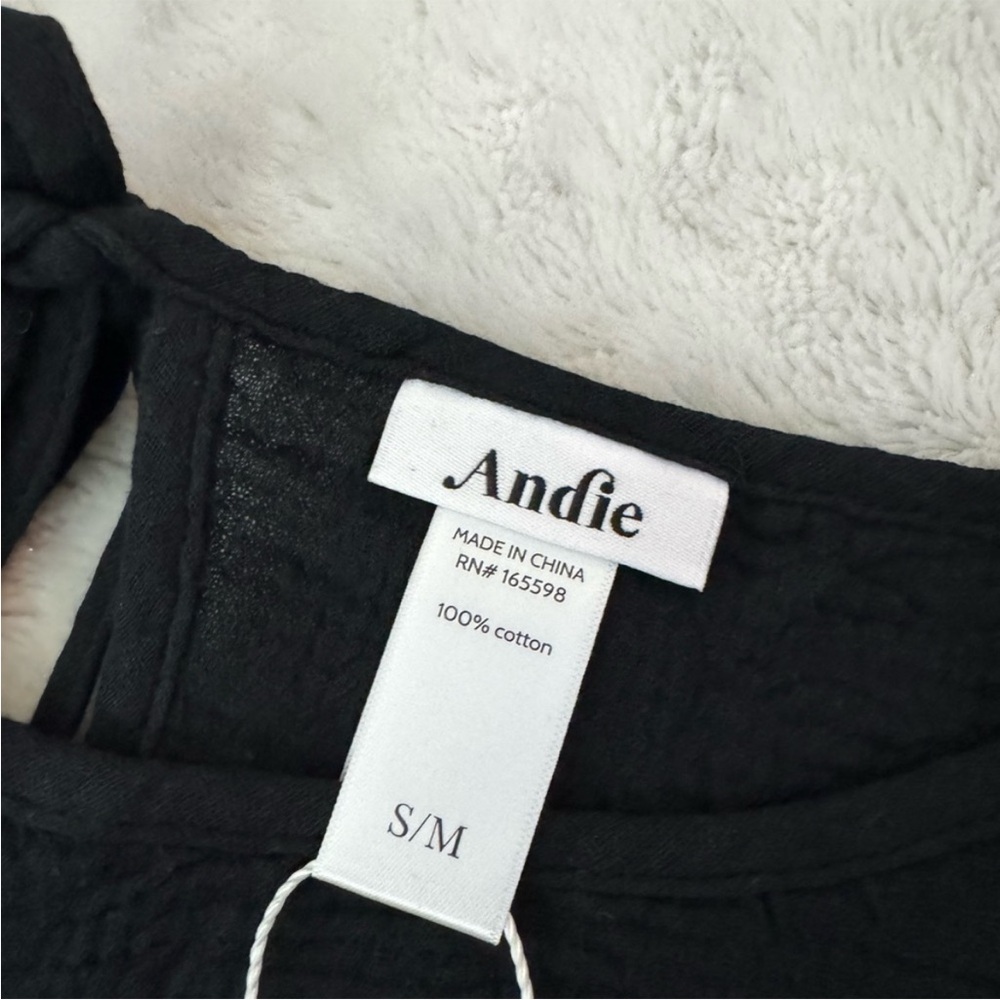 NWT Andie THE MAGDALENA KAFTAN Cotton Gauze Swim Cover Up BLACK Small / Medium - Picture 5 of 7
